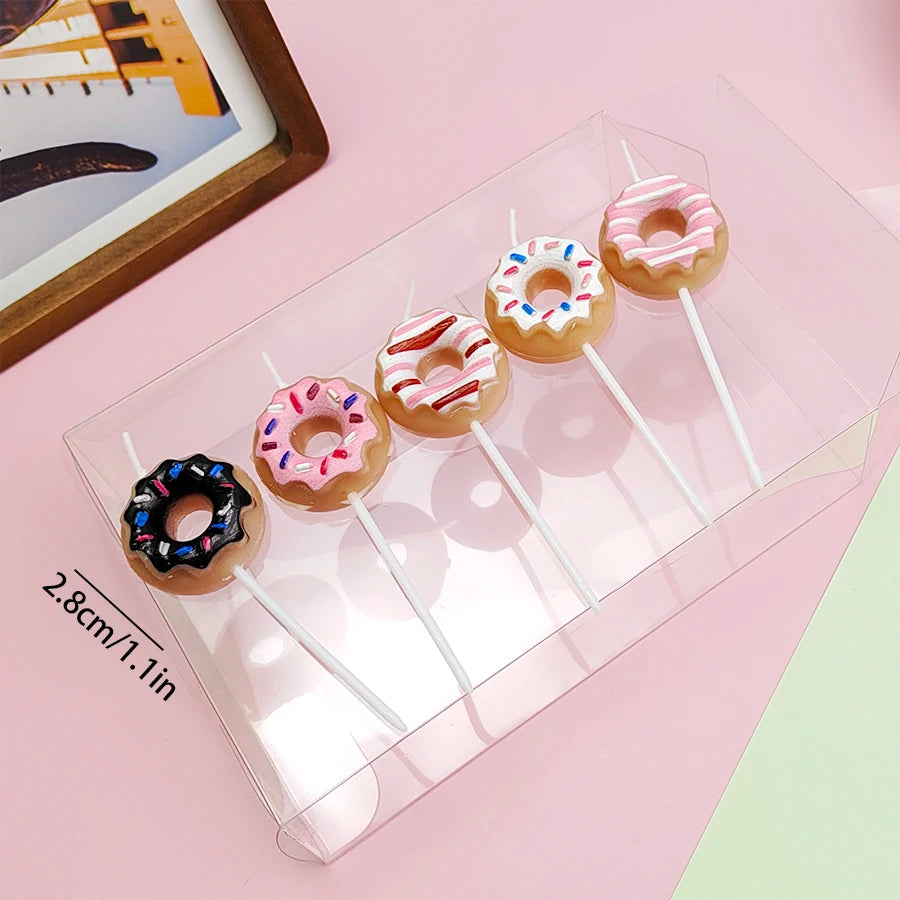 5PCS Cartoon cake candles hot selling donuts happy birthday children's party decorations romantic Valentine's Day gifts
