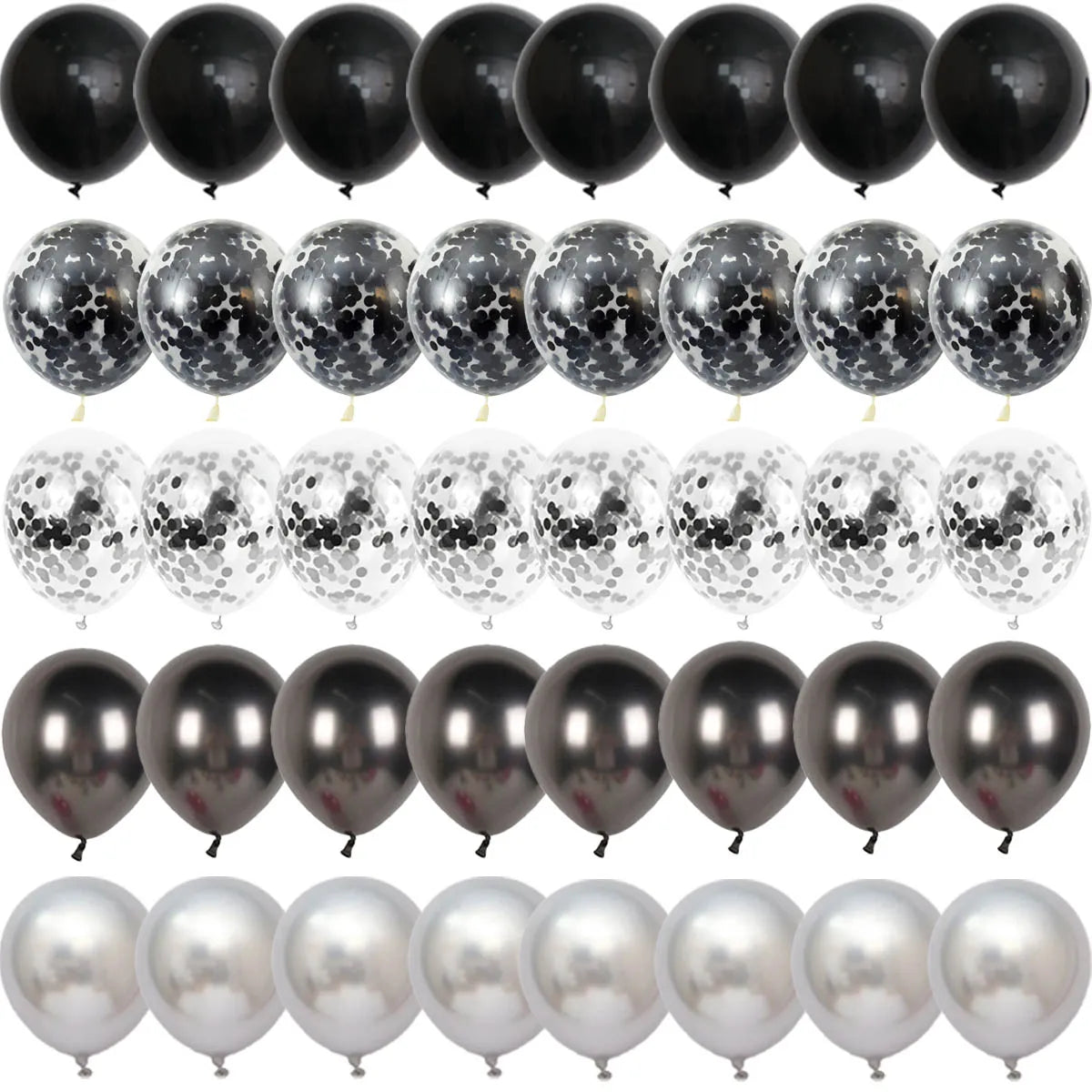 Black Metal Latex Confetti Balloon 30 40 50th Birthday Decoration Matte Globos New Year Wedding Birthday Party Baby Shower Decor
