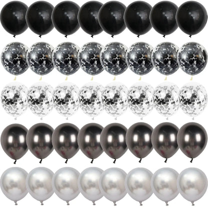 Black Metal Latex Confetti Balloon 30 40 50th Birthday Decoration Matte Globos New Year Wedding Birthday Party Baby Shower Decor