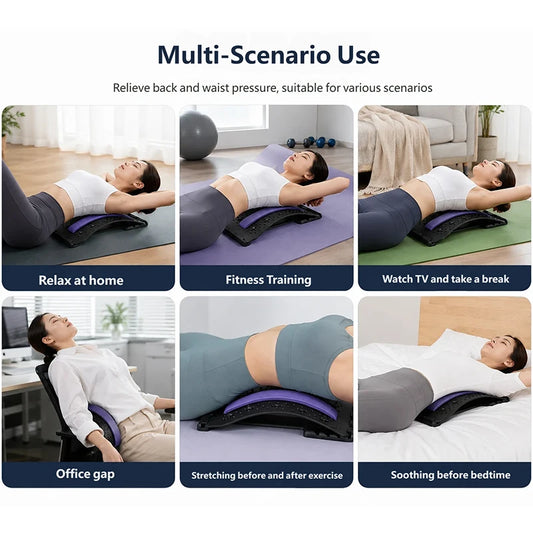Magnetic Acupressure Back Stretcher Lumbar Spine Deck Massage Pain Relief Posture Corrector 3 Colors