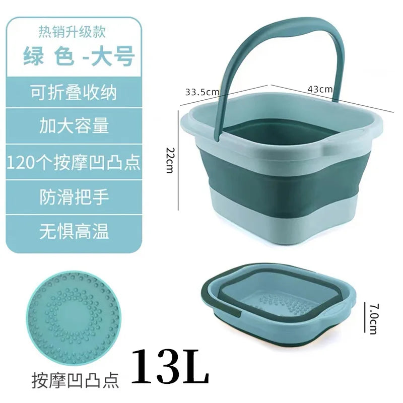 Portable Foot Soaking Tub 2026 - Deep Foldable Design for Home Massage, Knee & Foot Bath Bucket, Compact Plastic Basin