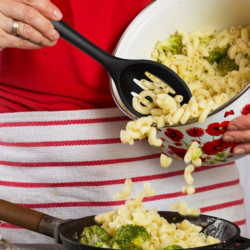1/3-Piece Silicone Cooking Spoon Set - Heat-Resistant, Large Slotted & Solid Spoons for Non-Stick Cookware, Mixing & Filling