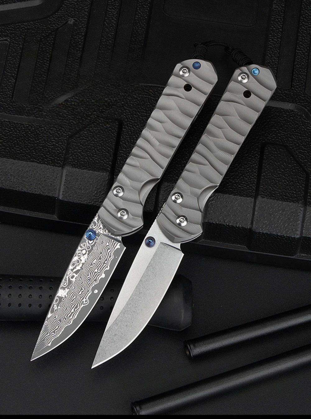 New Style Outdoor Pocket Folding Knife Damascus Steel Blade Titanium Alloy Handle Portable Knives Peeling Tool Jungle Knives