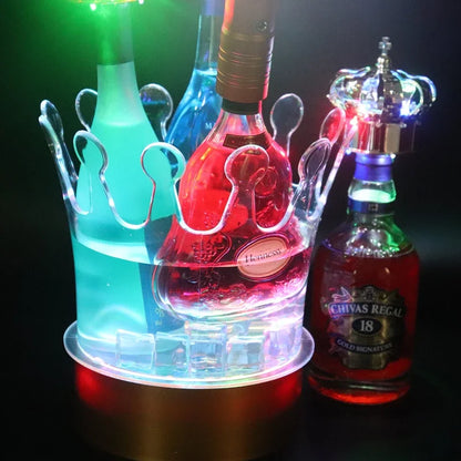 Rechargeable LED Ice Bucket  Crown Shaped Wine Beer and Champagne Cooler with Glowing Light for Bar Party and Nightclub Use
