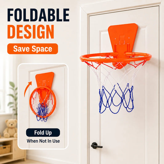 34cm Kids Basketball Hoop Foldable Wall Mounted Mini Basket Rim No Drilling Indoor Door Backboard Sports Toy for Children
