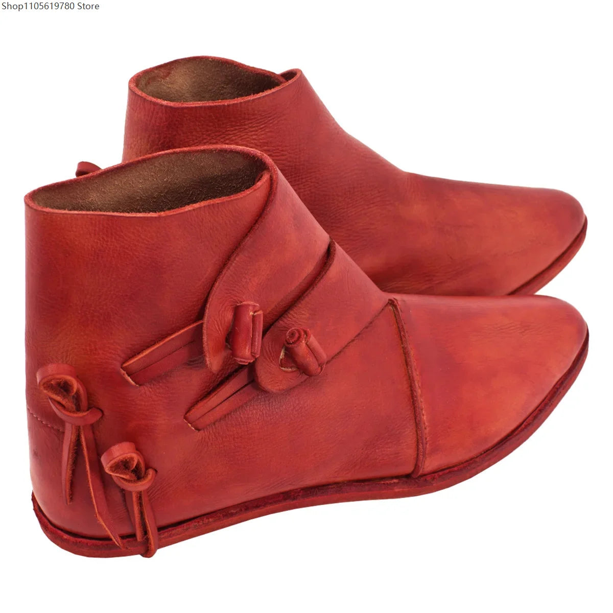 Renaissance Medieval Retro Royal Men's Shoes Medieval Imitation Leather Polish Aristocratic Renaissance Cosplay Bandage Boots