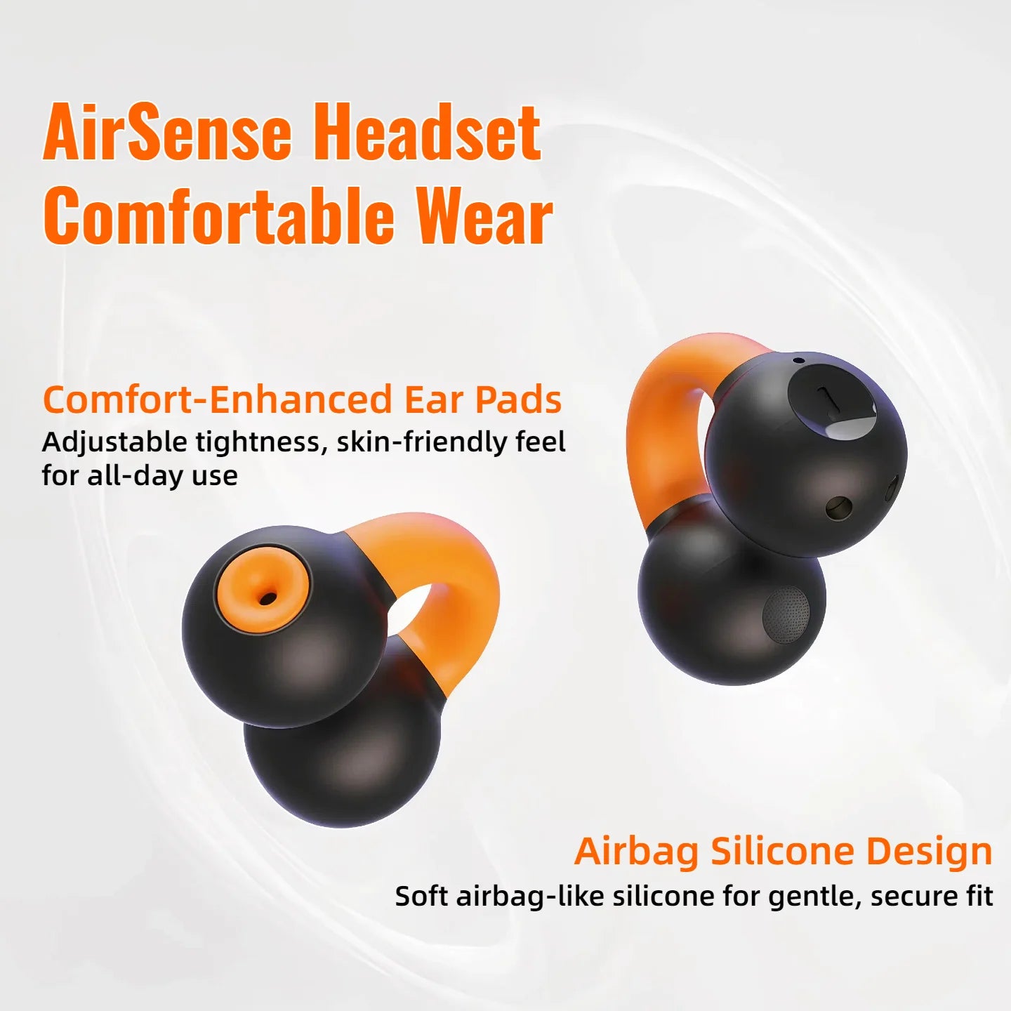 Ear Clip Bluetooth 5.3 Earbuds 60 Hours Playtime Open Ear Wireless Headphones Sports Running Cycling Driving Sweatproof Secure Fit 360° Stereo Sound