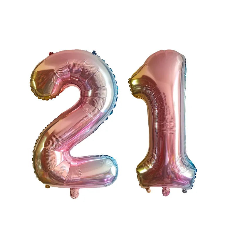 2Pcs 32 Inch Gold Silver Black Blue Red Helium Foil Number Balloon 16 17 18 19 20 21 Happy Birthday Party Decoration Supplies