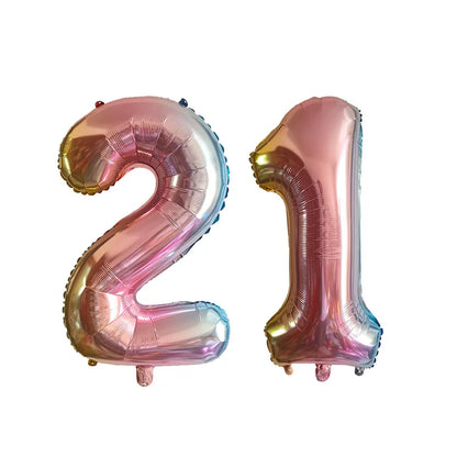 2Pcs 32 Inch Gold Silver Black Blue Red Helium Foil Number Balloon 16 17 18 19 20 21 Happy Birthday Party Decoration Supplies