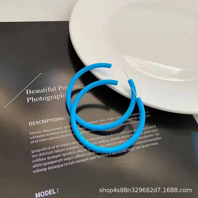 Simple Big Round Star Heart Hoop Earrings For Women Geometric Plastic Exaggerated Earring Hyperbole Trendy Ring Earrings Jewelry