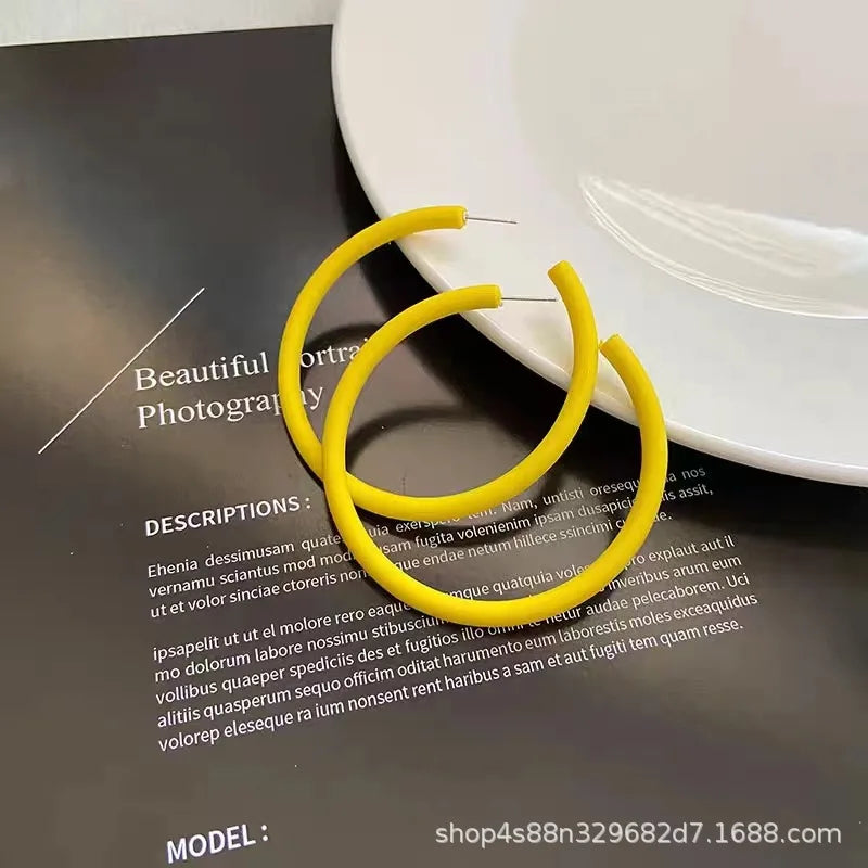 Simple Big Round Star Heart Hoop Earrings For Women Geometric Plastic Exaggerated Earring Hyperbole Trendy Ring Earrings Jewelry