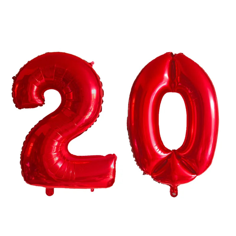 2Pcs 32 Inch Gold Silver Black Blue Red Helium Foil Number Balloon 16 17 18 19 20 21 Happy Birthday Party Decoration Supplies