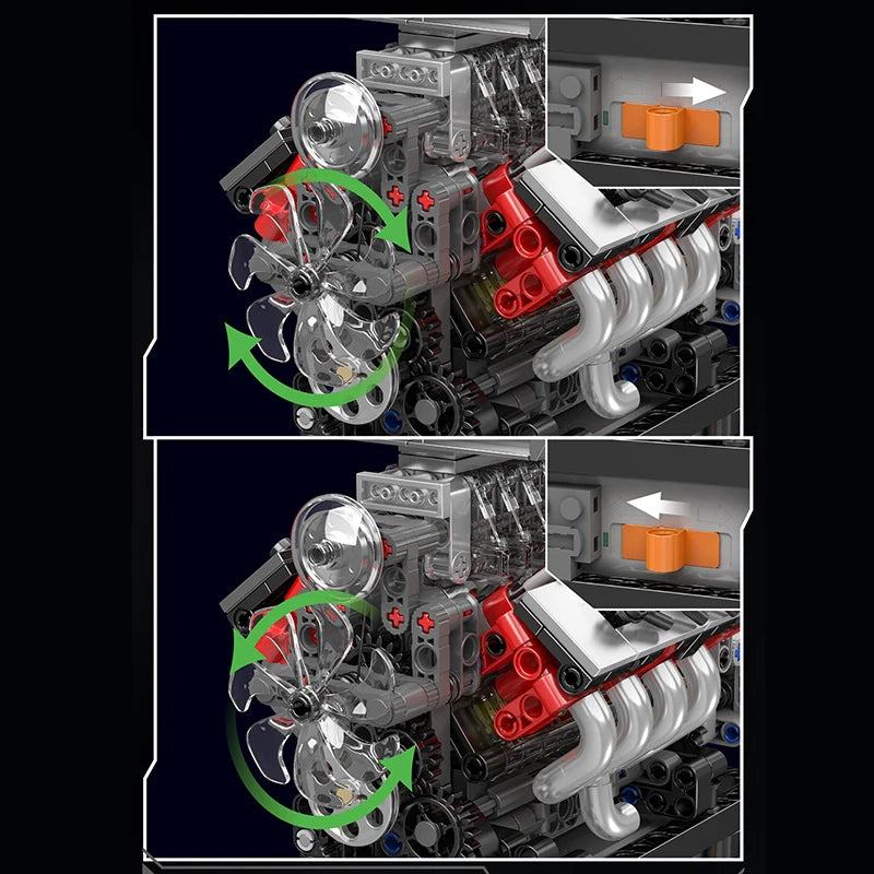 Mould King 10225 Technical Engine Toys The Motorized V8 Car Engine Building Block Assembly Engine Brick Set Kids Christmas Gift