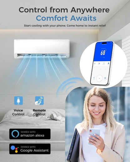 12000 BTU Mini Split AC/Heating System, 22 SEER2 115V, Cools Rooms up to 750 Sq.Ft, Air Conditioner with Installation, Custom