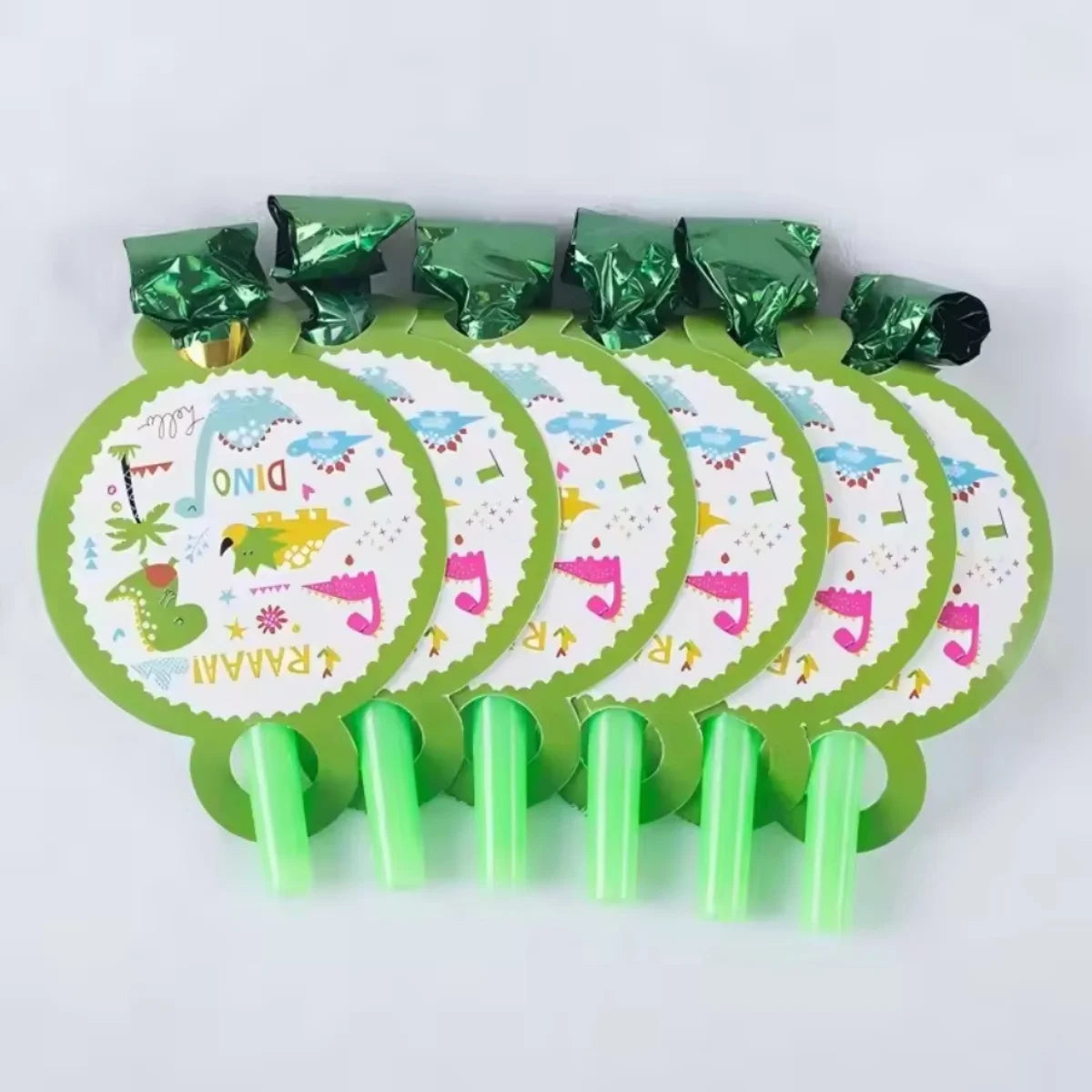 6/12/18PCS Dinosaur Party Blow Noisemakers Whistle Jungle Safari Theme Birthday Supplies Gift Party Favor Gifts Fun Photo Props