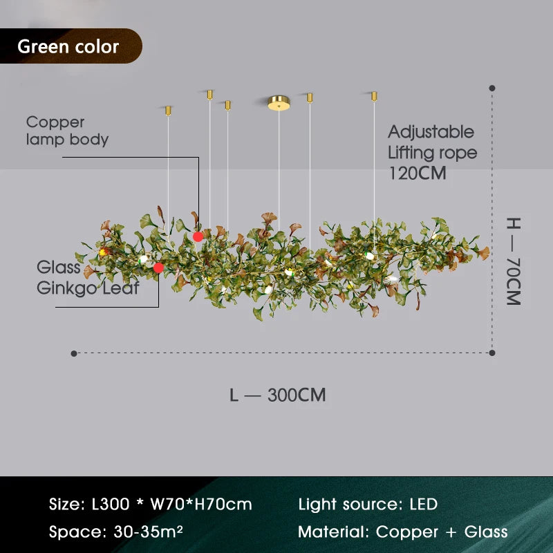 Modern Gingko Chandelier Custom Lights Luxury Glass Chandelier Suitable For Dining Room Living Room Villa Home Decor Gloss