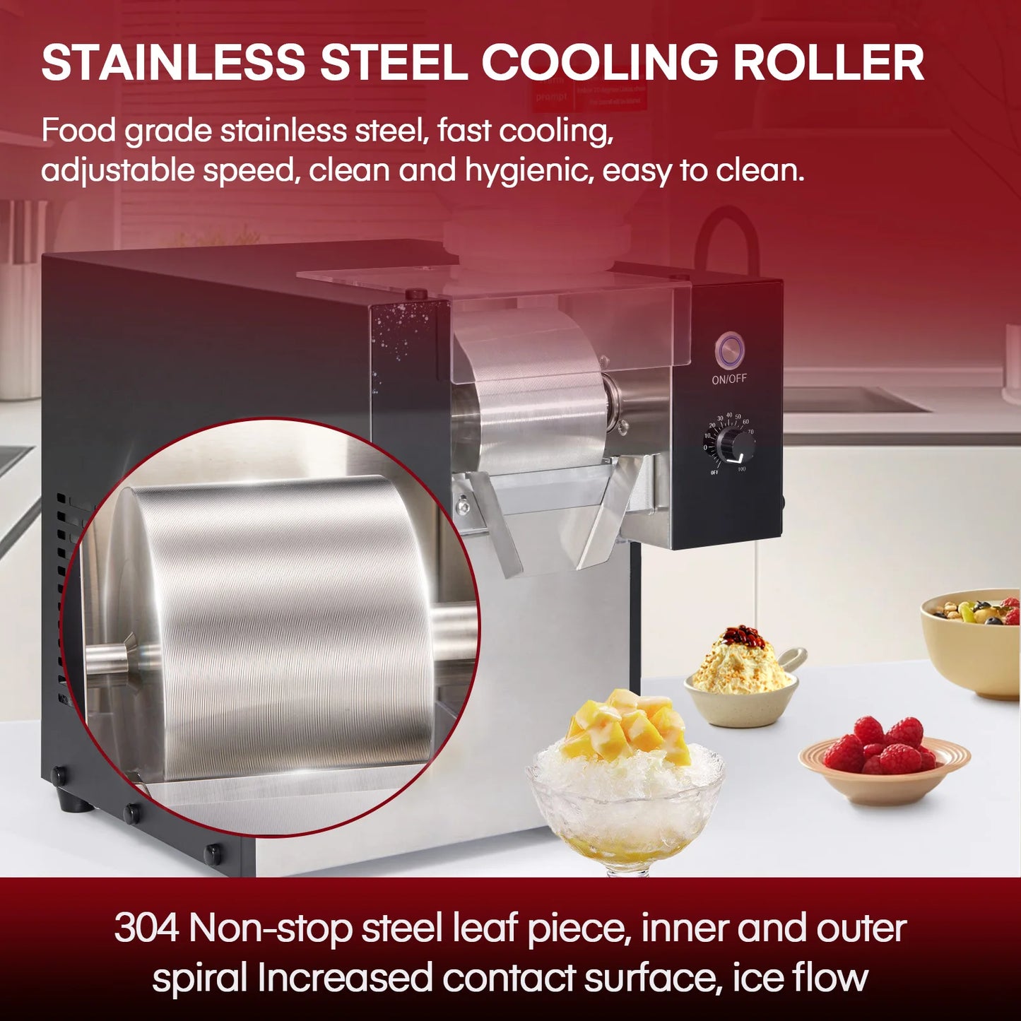 Slushie Machine, Commercial Snowflake Ice Machine, 176 LBS/24H Shaved Ice Machine, Snow Cone Machinefor Restaurant Supermarket Snack Bar Cafe, Silver | Shaved Ice Machine with Rapid Yiel, Snow Cone Machine Ideal Supermarket,