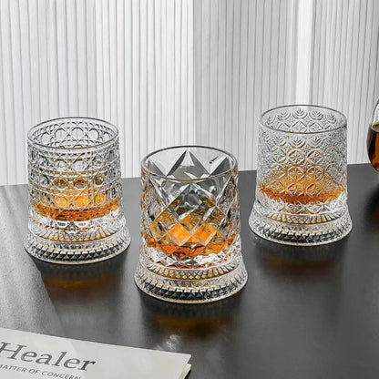 Luminous Rotating Whiskey Glass Glowing Rotation Wine Cup LED Lighted Drinking Cups Bar Glasses for Whiske, Cocktails, Tea