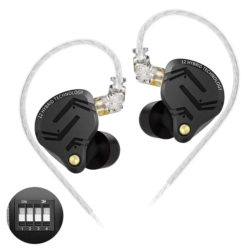 KZ ZS12 PRO X in Ear Monitor IEM Headphones 1DD 5BA Hybrid Wired Gaming Earbuds HiFi Earphones with 2PIN Cable Tunable Full Metal IEM