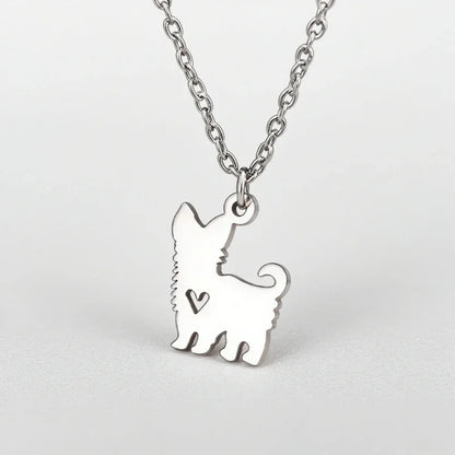Puppy Necklace Stainless Steel Dog Shape Pendant Animal Dog Chain Necklace For Women Jewerly