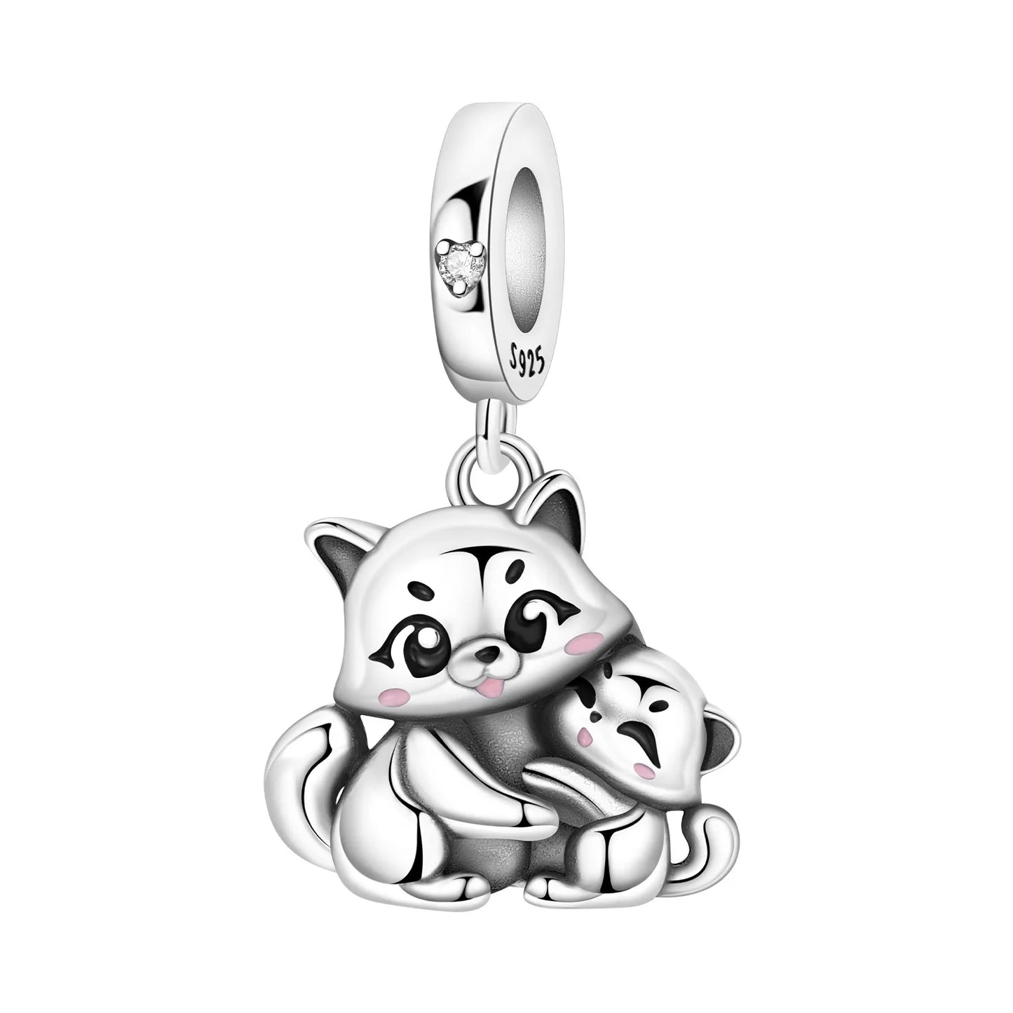Hot Sale 925 Sterling Silver Dog Cat Cute Pet Animals Pendant Birthday Party Gift for Women Bangle Bracelet Necklace DIY Jewelry