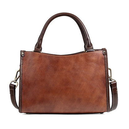 New Genuine Leather Handbag Retro Women's Casual Handcrafted Stroked Color Top Grain Cowhide Single Shoulder Crossbody Bag