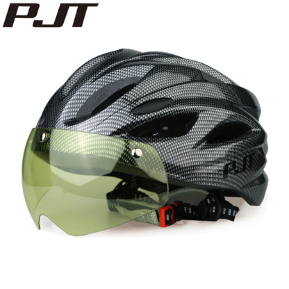 PJT Ultra-Light Magnetic Goggles Bicycle Helmet Lightweight PC Shell & EPS Foam Construction Cycling Helmet MTB Bike Helmet