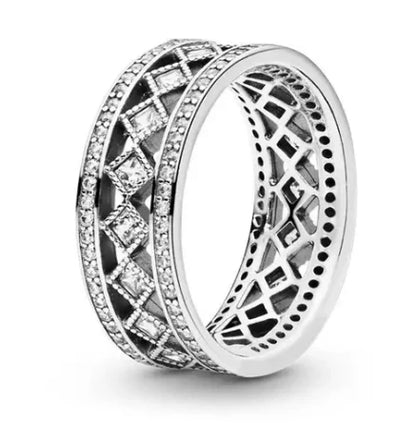 925 Sterling Silver Red Luminous firefly Heart Stone Snowflake Daisy Ring Rings Wedding Fashion Fine Jewelry For Mother Day