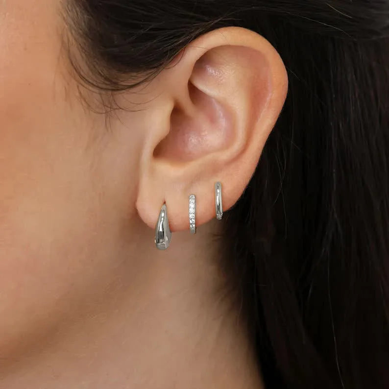 3 Pairs Stainless Steel Crystal Zirconia Hoop Earrings for Women Trendy Simple Gold Plated Circle Punk Earrings Piercing Jewelry