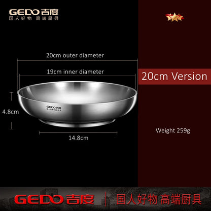 Ultra Thick 304 Stainless Steel Banquet Plate LFGB Certification Heat Insulation Dinner Dish Fall Resistant Baby Tableware