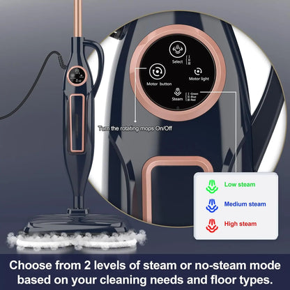 Steam Mop Cleaner with Rotating Mop Pad 10 in 1 Lightweight Spin Mop 1300W Powerful Floor Steamer for Home Hardwood Laminate VM6