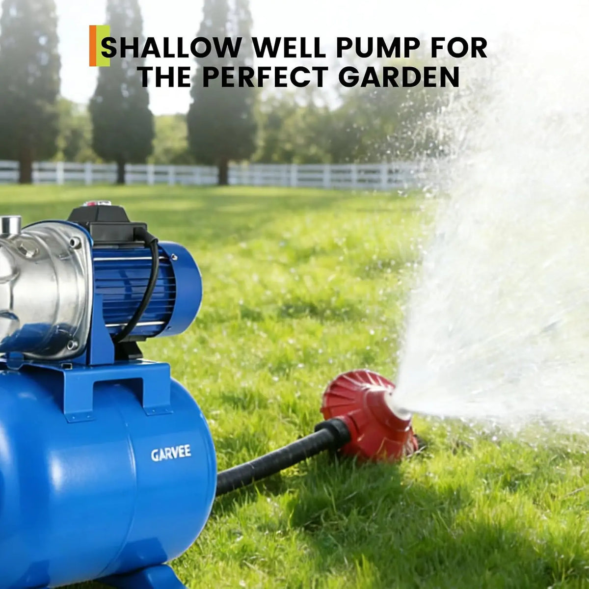 1.6HP Stainless Steel Shallow Well Jet Pump with Pressure Tank – 1320 GPH, 115V, 164 ft Lift, Automatic Water Booster for Home / Farm / Garden (Blue)