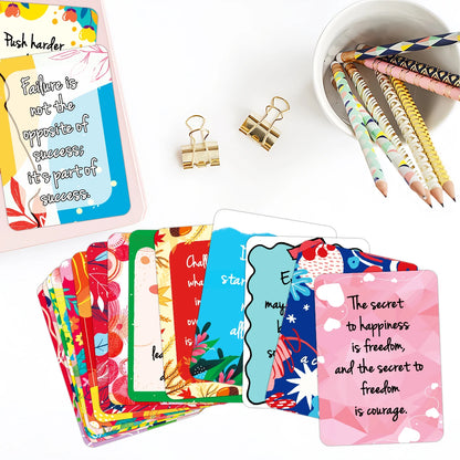 50pcs Uplifting Positive Affirmation Cards, Mini Note Card for Lunch Box, Colorful Motivational Cards with Inspirational Quotes