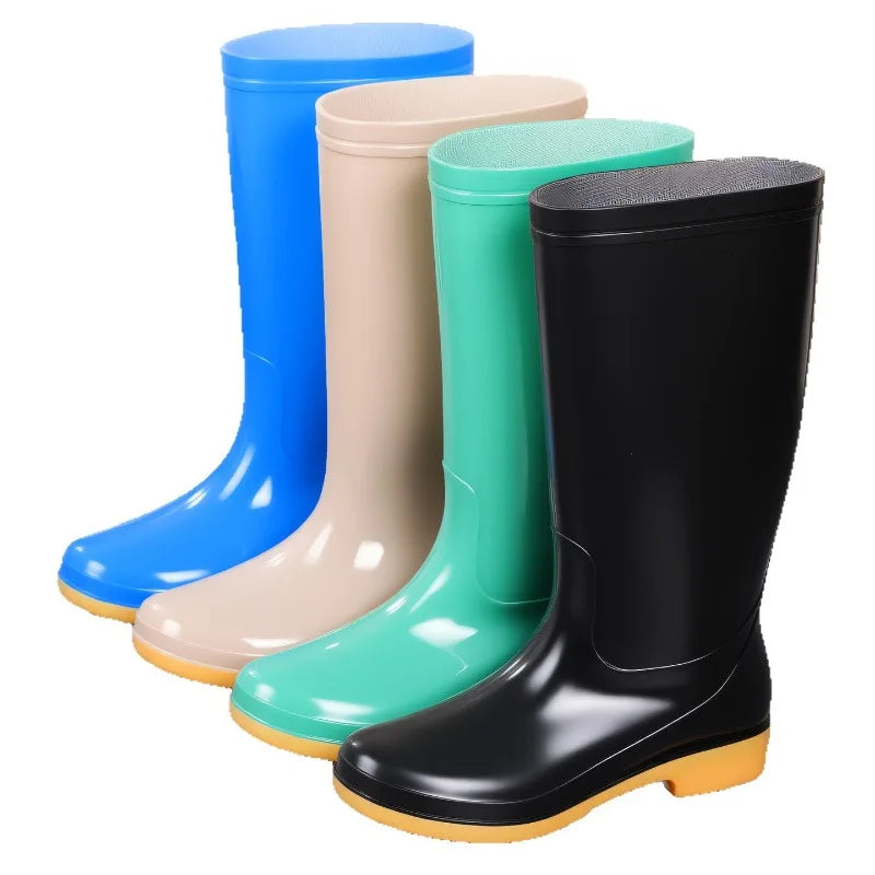 Comemore Rainboots Women High Long Boots Non-slip Waterproof Shoes 2023 New Rain Boots Fashion Print Women's Mid Calf Galoshes