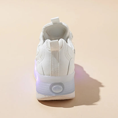 New Kids LED Light Roller Skate Shoes Boy Girls 2 Wheel Deformation Parkour Detachable Skating Shoes Adult Children Gift Outdoor
