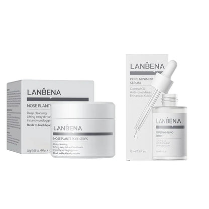 LANBENA Blackhead Removing Nose Strips and Pore Minimizing Serum Set Nose Mask