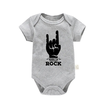 Born To Rock Newborn Baby Short Sleeve Cotton Baby Bodysuit Cute Baby Boy Clothes Jumpsuit Infant Outfit Baby Body Rock Onesie