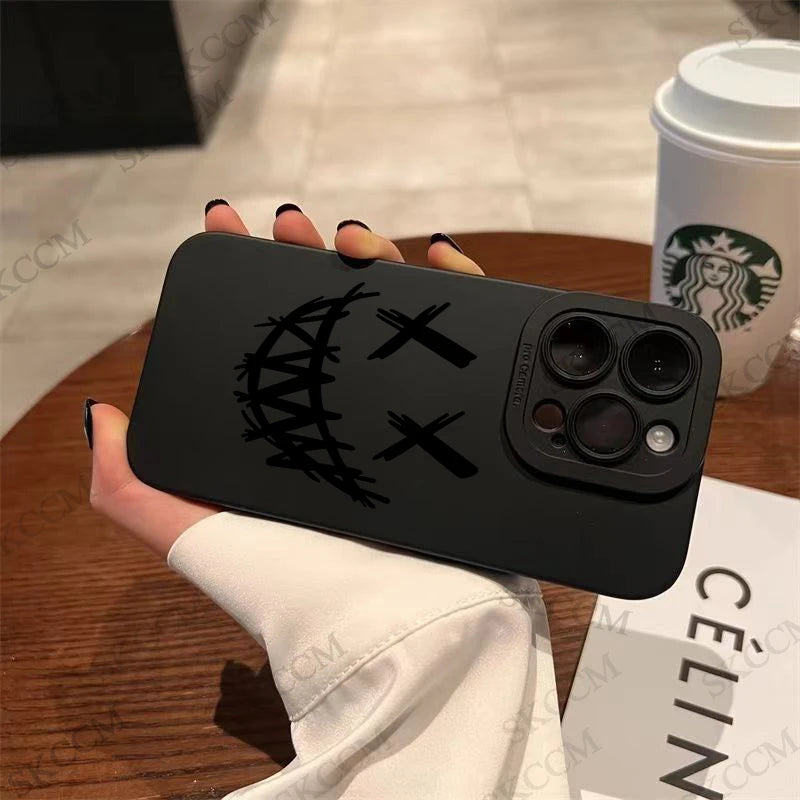 Smiling Devil Phone Case For iPhone 11 12 13 14 15 Pro Max Mini 7 8 Plus X XS Max XR Matte Shockproof Fashion Cases Back Cover