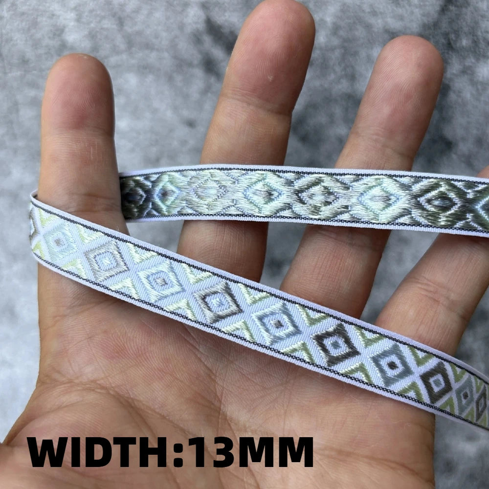 5 Yards 1~3CM Geometric Flower Designs Are Selling Well Embroidered Jacquard Ribbon Decorative Clothing Dog Chain Curtains