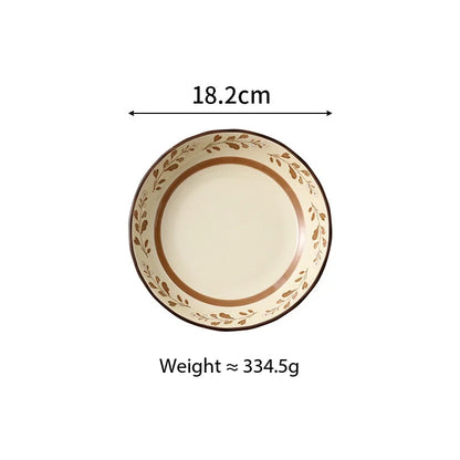 Household Retro Underglaze‑Color Ceramic Dinnerware Set Stylish Rice Soup Bowls Plates Combo Set for Daily Home Dining Tableware