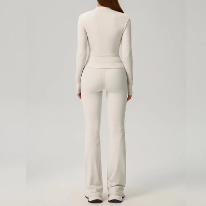 Fitness Suit 2PCS Women Tracksuit Sports Zipper Long Sleeve Yoga Set Gym Clothes Flared Pants Sportswear Female Workout Clothes