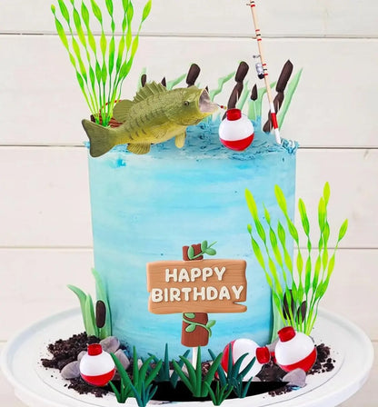 Fishing Cake Topper Gone Fishing Cake Topper Fishing Birthday Party Decorations for Baby Shower Birthday Party Supplies