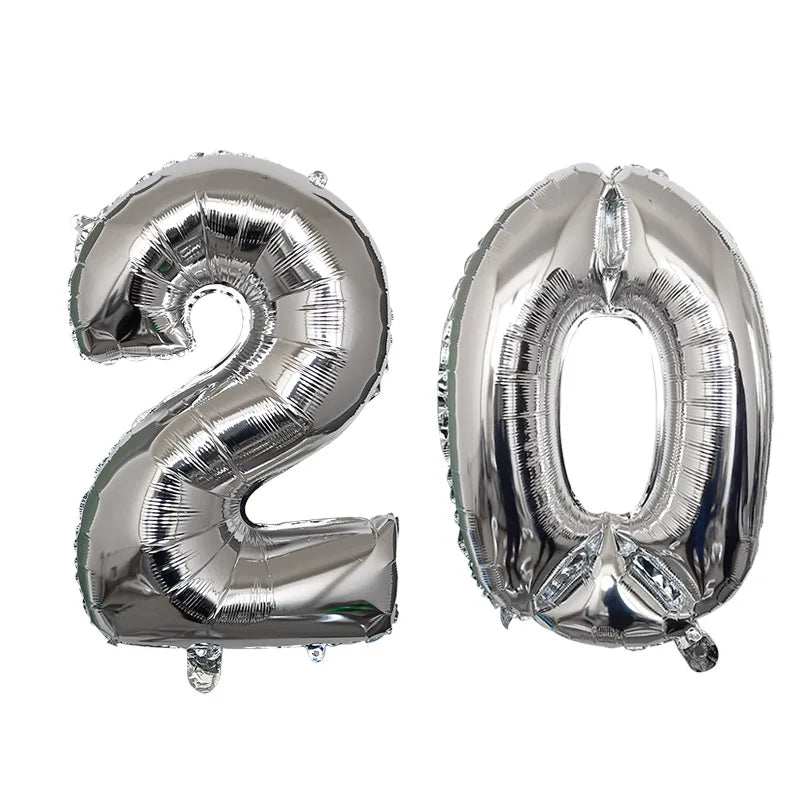 2Pcs 32 Inch Gold Silver Black Blue Red Helium Foil Number Balloon 16 17 18 19 20 21 Happy Birthday Party Decoration Supplies