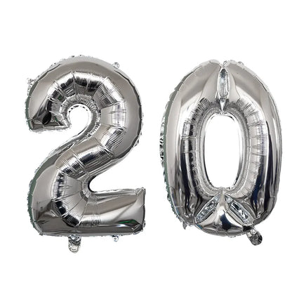 2Pcs 32 Inch Gold Silver Black Blue Red Helium Foil Number Balloon 16 17 18 19 20 21 Happy Birthday Party Decoration Supplies