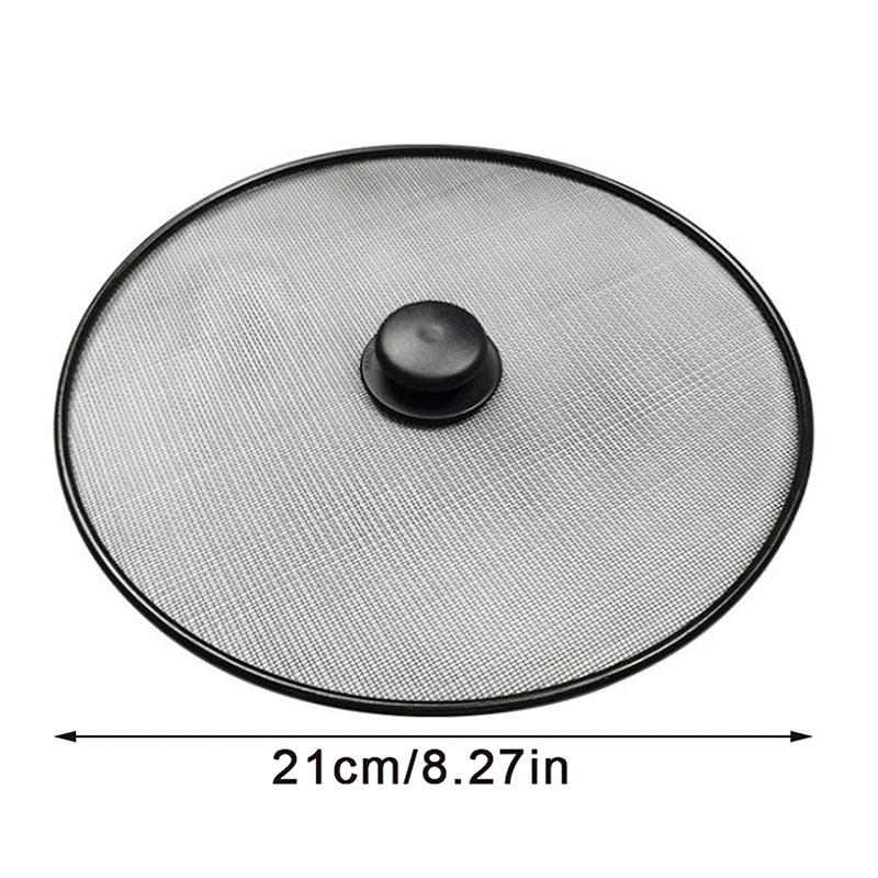 1 Pc Black Splatter Screen Anti Grease Frying Pan Oil Splash Guard Lid Fine Mesh Splash Guard Cover Lid Kitchen Tools