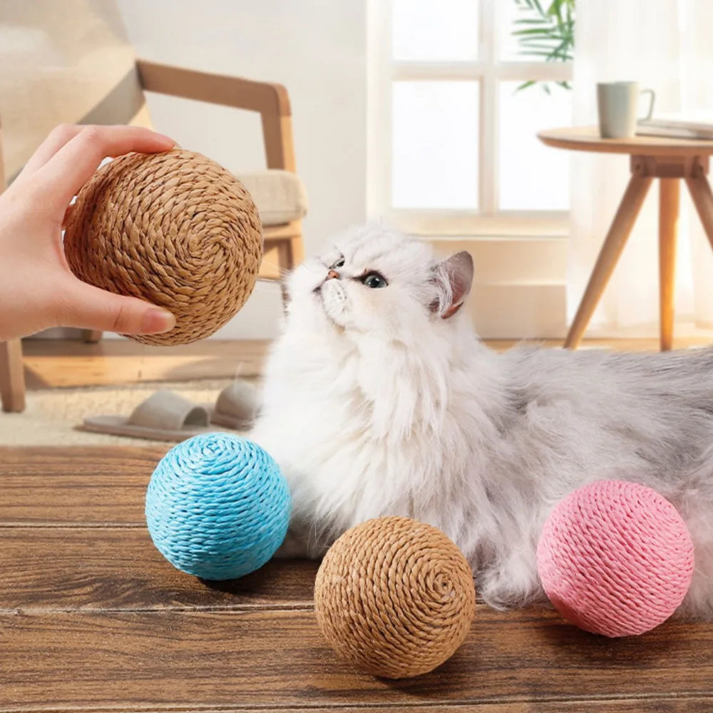 Interactive Sisal Cat Scratching Ball Toy For Kitten Teeth Cleaning Anti Bite 10CM Super Big Cat Ball Sounding Toy Pet Supplies