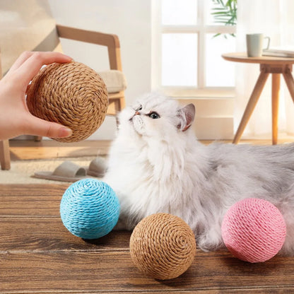 Interactive Sisal Cat Scratching Ball Toy For Kitten Teeth Cleaning Anti Bite 10CM Super Big Cat Ball Sounding Toy Pet Supplies