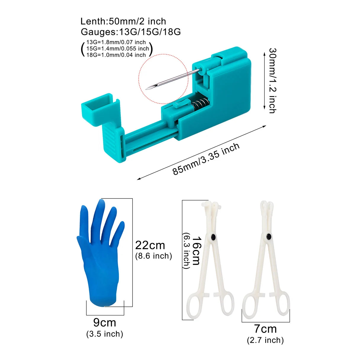 Body Piercing Tool Kit Easy to Use Body Piercing Gun Lip Nose Tongue Cartilage Eyebrow Navel Piercing Jewelry for Women Men