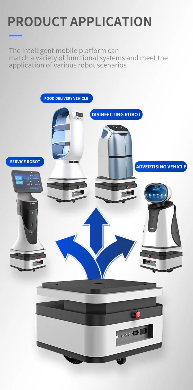 50kg Payload Unmanned Robot Library Delivery Vehicle Service Robotic Car Self driving Wheeled Lab Chassis