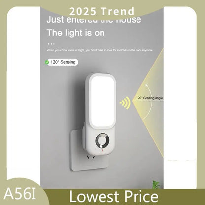 ABDD LED Induction Night Light Intelligent Wireless Plug-In Aisle Corridor Night Bedroom Night Light With Flashlight EU-PLUG